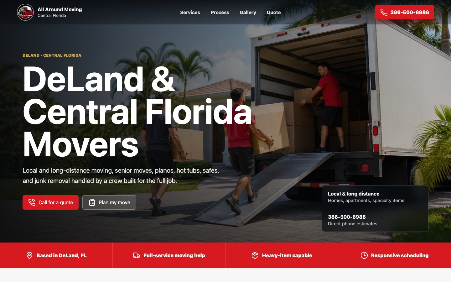 All Around Moving website preview